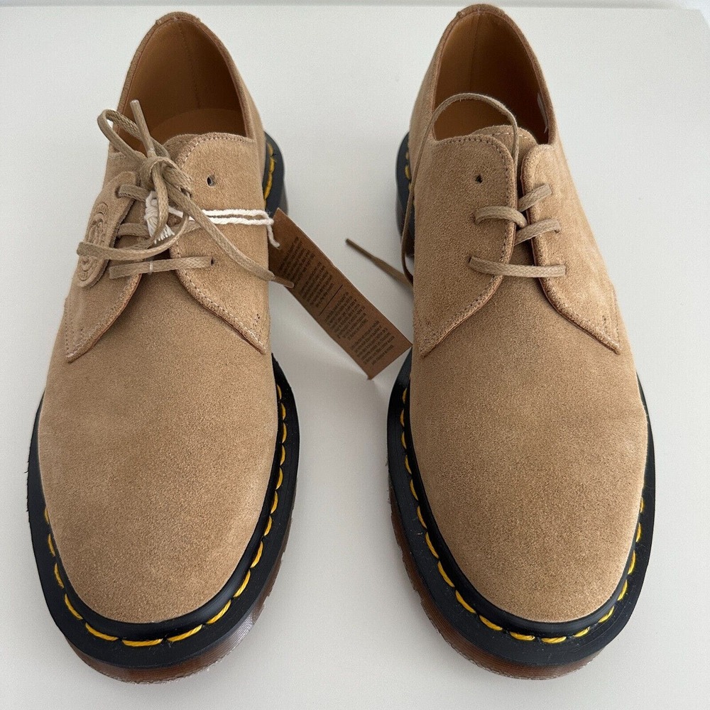 NEW Dr Martens Oxford Mens UK Doc Suede Leather Beige 1461 C.F. Steads England - Picture 4 of 13